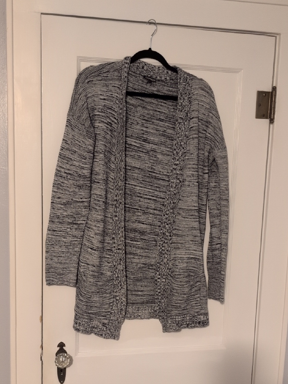Cozy Open-Front Marled Cardigan Sweater - Gray